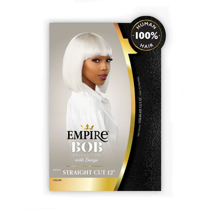 Sensationnel Empire Bob Collection With Bangs 100% Human Hair Wig - Straight Cut 12"