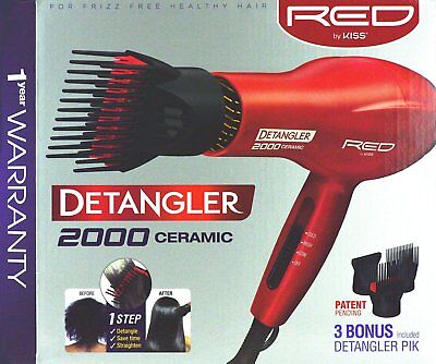 Red By Kiss 2000 Ceramic Detangler Hair Blow Dryer Double Layer Pik #Bd10N