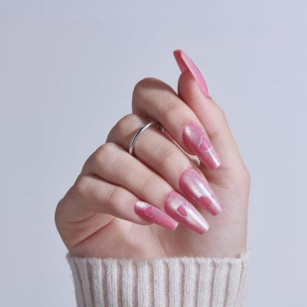 Kiss Glam, Press On Nails, Nail Glue Included-gs30(pink Sugar)