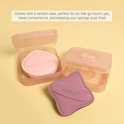 Kiss New York 2 Pcs Fingerblend Cloud Makeup Sponge Set With Vented Case-puf10