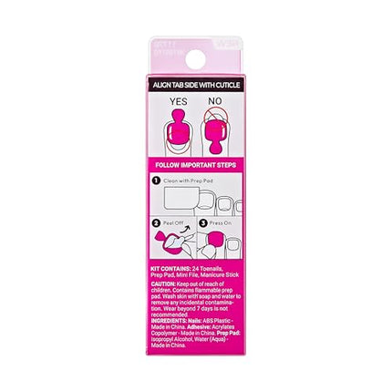 Kiss Impress No Glue Mani 30 Pcs Press On Toenails-imt501y0(rising)