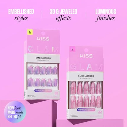 Kiss Glam, Press On Nails, Nail Glue Included-gs30(pink Sugar)