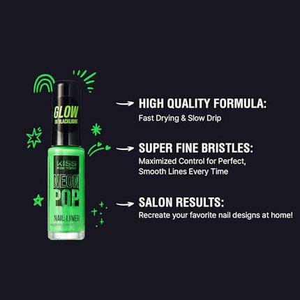 Kiss New York Nail Art Liner, Fast-drying, Slow Drip-nal12(neon Green)