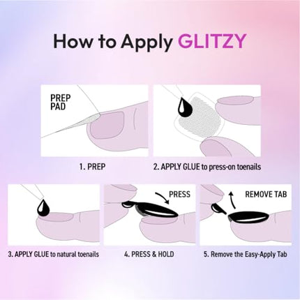 Glitzy 3d Handmade Press On Toenail Kit-gfht02