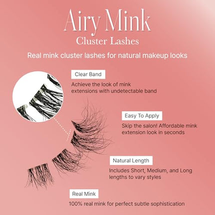Vluxe Airy Mink Lash Cluster, 100% Real Mink -vac03
