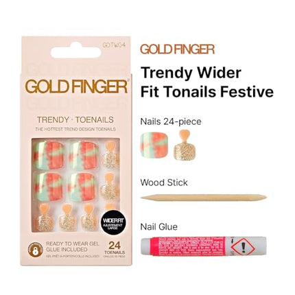 Goldfinger 24 Pcs Press On Toenails-gdtw09
