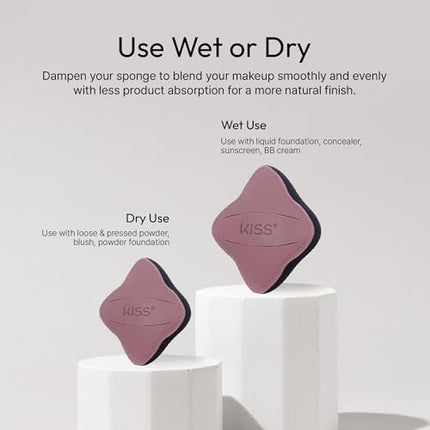 Kiss New York 2 Pcs Fingerblend Cloud Makeup Sponge Set With Vented Case-puf09