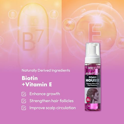Red By Kiss Foaming Mousse, Maximum Shine Wrap Mousse-sfm10(biotin + Vitamin E)