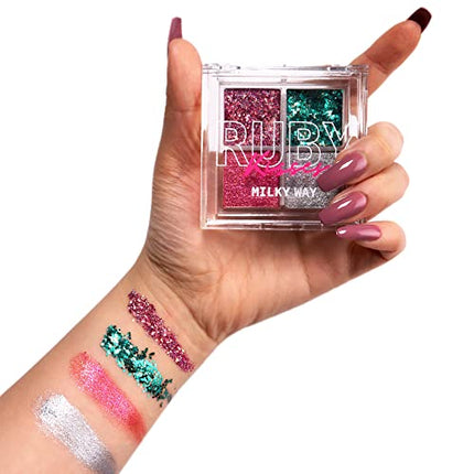 Ruby Kisses Glitter Gem Palette, 4 Shades-ggp04(milky Way)
