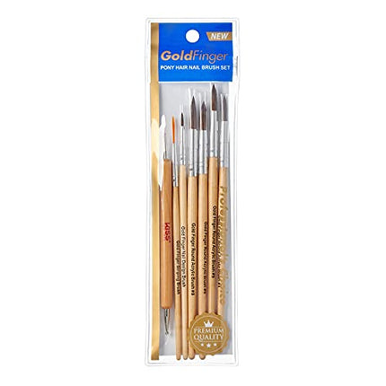 Gold Finger Professional Nail Art Brush Set With Round Acrylic Brushes-gb02