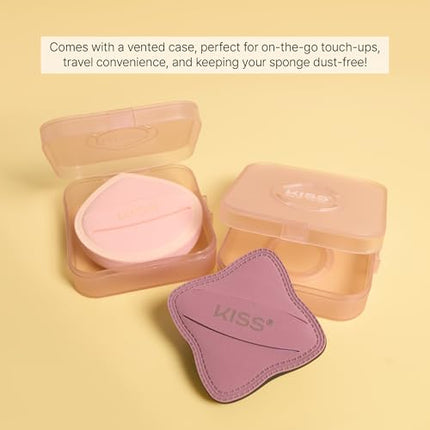 Kiss New York 2 Pcs Fingerblend Cloud Makeup Sponge Set With Vented Case-puf09