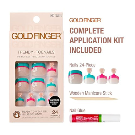 Goldfinger 24 Pcs Press On Toenails-gdtw09