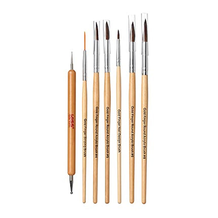 Gold Finger Professional Nail Art Brush Set With Round Acrylic Brushes-gb02