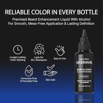 Red Pro Groomane Beard & Lineup Color For Airbrush-gr94(black(premix),2.3oz)