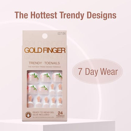 Goldfinger 24 Pcs Press On Toenails-gdt06