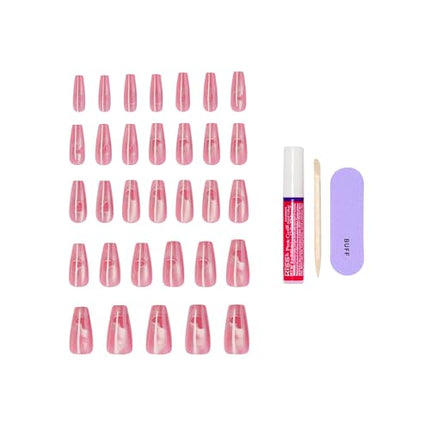 Kiss Glam, Press On Nails, Nail Glue Included-gs30(pink Sugar)