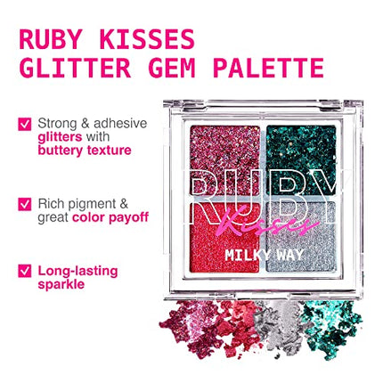 Ruby Kisses Glitter Gem Palette, 4 Shades-ggp04(milky Way)