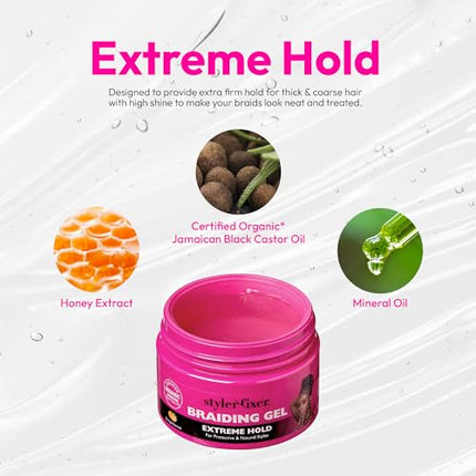 Red By Kiss Braiding Gel Extreme Hold Styler Fixer For Box Braids 1oz-sbe04