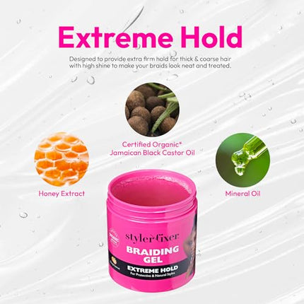 Red By Kiss Braiding Gel Extreme Hold Styler Fixer For Box Braids 1oz-sbe04