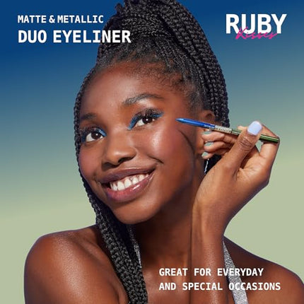 Ruby Kisses Waterproof Matte & Metallic Duo Eyeliner- Rme04(green/blue)