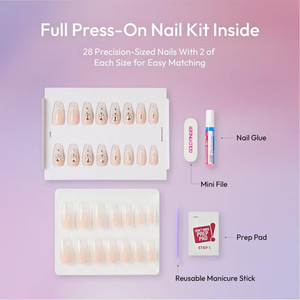 Glitzy 3d Handmade Press On Nail Kit-gfh30(debutante)
