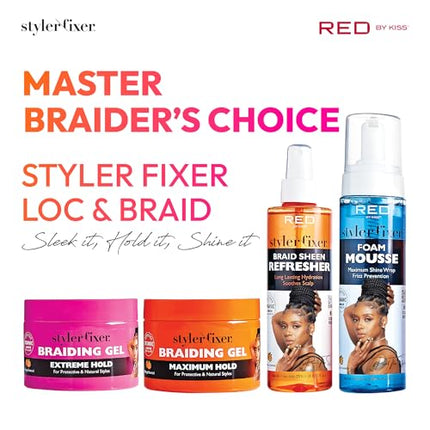 Red By Kiss Braiding Gel Maximum Hold Styler Fixer 32oz-sbm03