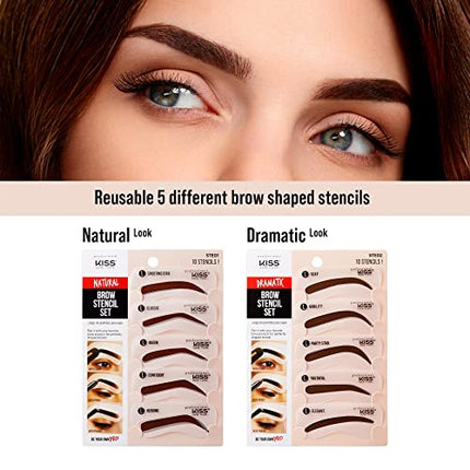 Kiss New York Instant Eye Brow Stencil Kit 5 Different Designs-ste01(natural)