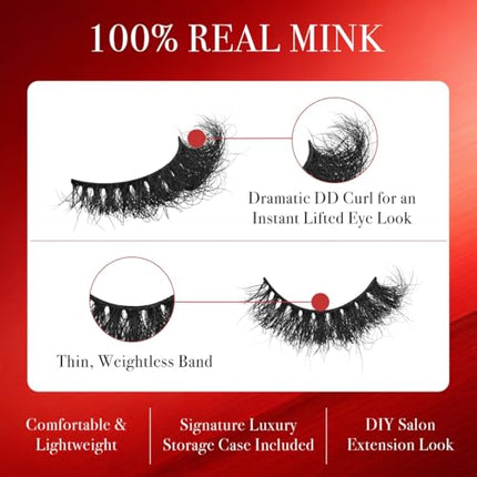 Kiss Vluxe Real Mink Dd Curl Eyelashes, 100% Real Mink-vdm04(decadent)
