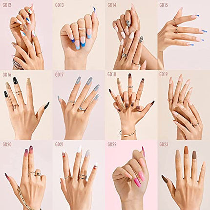 Gold Finger Gel Glam Design Nail Press On Nails, Gel Nail Kit (gd13)
