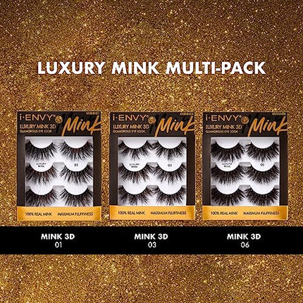 I-envy False Lashes, Mink 3d Lashes Value Pack-kminm06