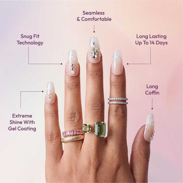 Glitzy 3d Handmade Press On Nail Kit-gfh30(debutante)