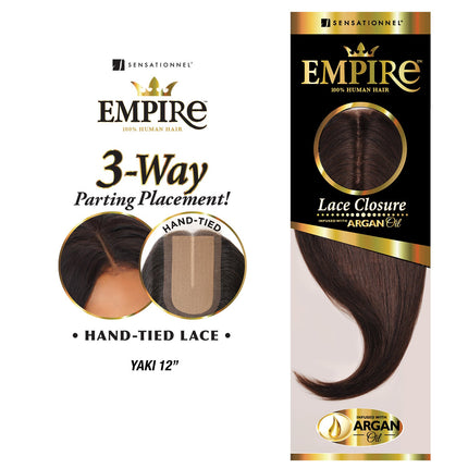 Sensationnel 100% Human Hair Empire 3-way Parting Lace Closure - Yaki 12"