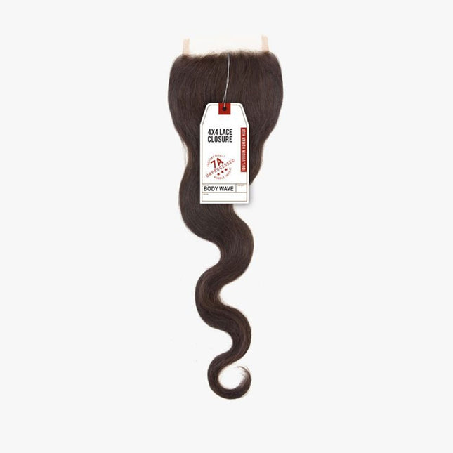Bare&natural Unprocessed Virgin Human Hair 4x4 Lace Closure - 7a Body Wave 14"