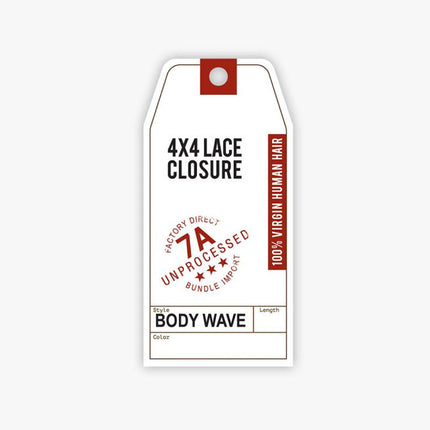 Bare&natural Unprocessed Virgin Human Hair 4x4 Lace Closure - 7a Body Wave 14"