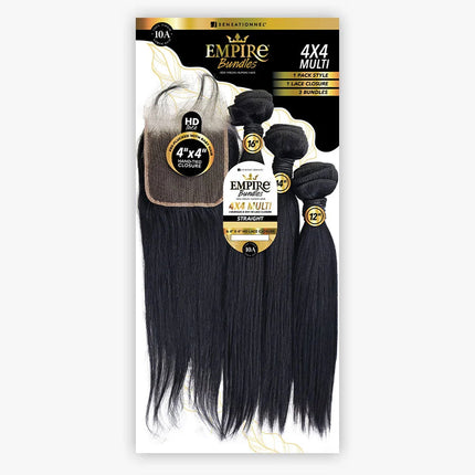Sensationnel Empire Bundles Human Hair 4x4 Multi Pack - Straight 12, 14, 16