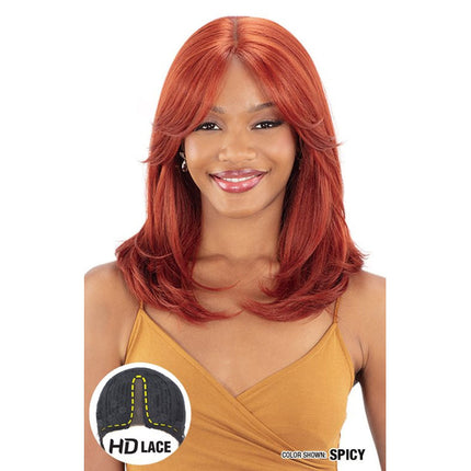 Shake N Go Equal Synthetic Curtain Bang Hd Lace Wig - Sage