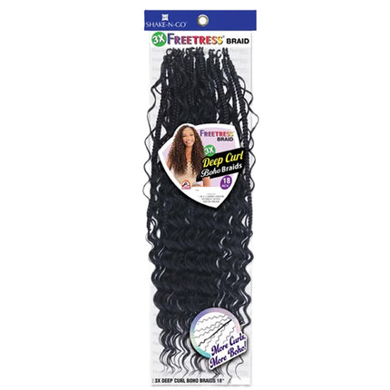 Shake N Go Freetress Synthetic Braid - 3x Deep Curl Boho Braid 18
