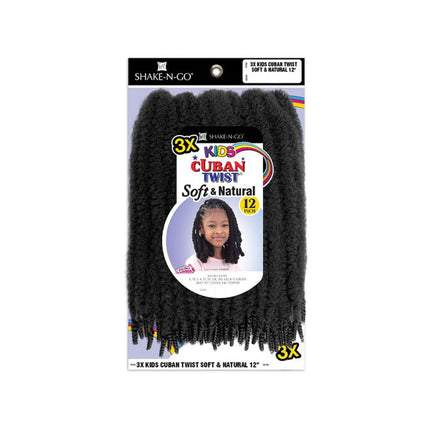 Shake N Go Crochet Braids 3x Kids Cuban Twist - Soft & Natural 12"