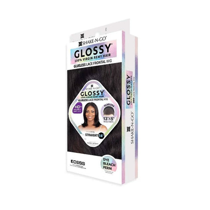 Shake-n-go Glossy 100% Virgin Remy Hair Glueless 13x5 Hd Lace Frontal Wig - Straight 14