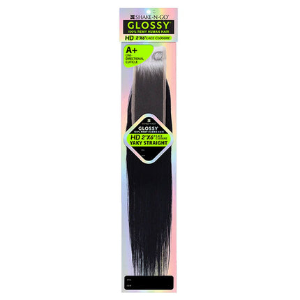 Shake N Go Virgin Remy Hair Lace Closure Glossy 2x6 Yaky Straight 10