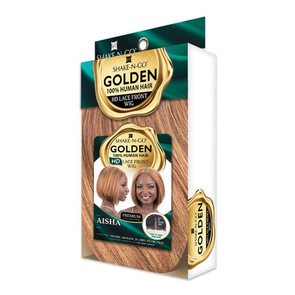 Shake-n-go Golden Human Hair Hd Lace Front Wig - Aisha