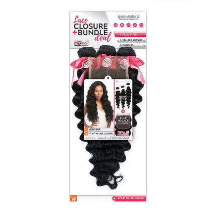 Sensationnel B&N 4X4 Lace Closure Bundle Deal Loose Deep 16"18"20"
