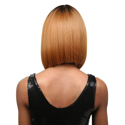 Hh-mimi - The Wig Brazilian Human Natural Hair Blend Straight Perfect Bob Style