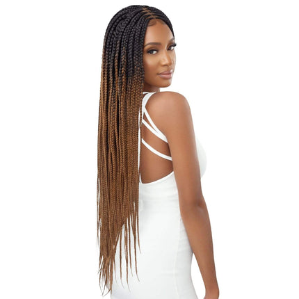 Outre Pre-braided Synthetic Hd 4"x4" Lace Front Wig - Middle Part Feed-in Box Braids 36