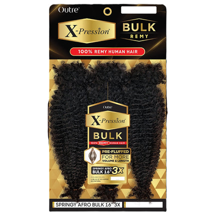 Outre X-pression 100% Remy Human Braiding Hair- Springy Afro Bulk 16 3x