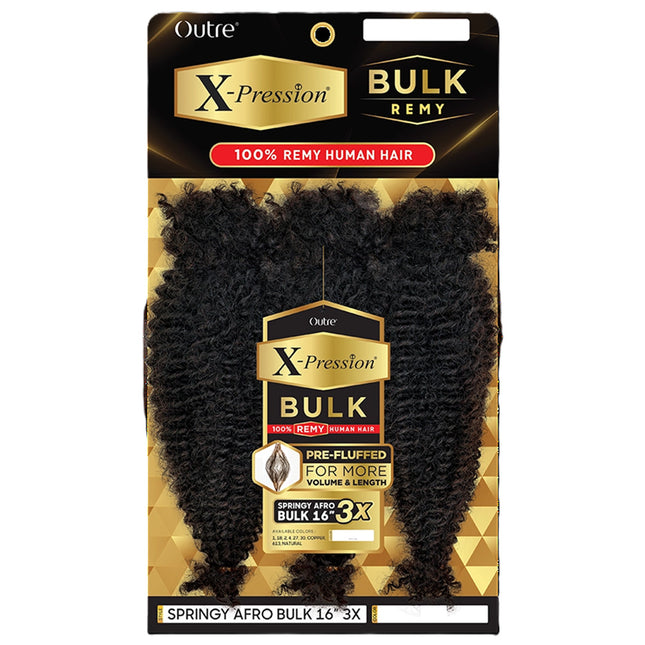 Outre X-pression 100% Remy Human Braiding Hair- Springy Afro Bulk 16 3x