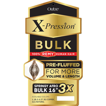Outre X-pression 100% Remy Human Braiding Hair- Springy Afro Bulk 16 3x