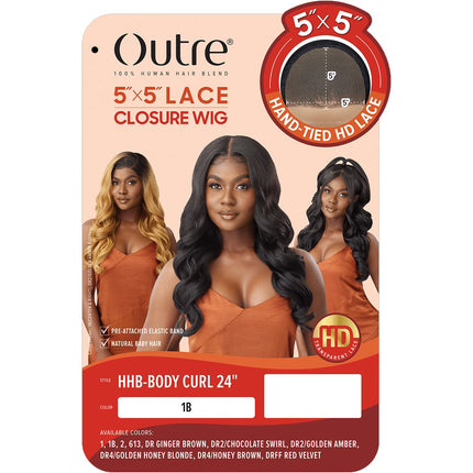 Outre Human Hair Blend 5x5 Lace Closure Wig - Hhb Body Curl 24"