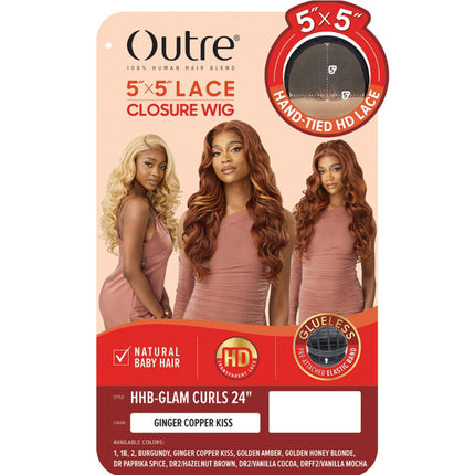 Outre Human Hair Blend 5x5 Lace Closure Wig - Hhb-glam Curls 24"