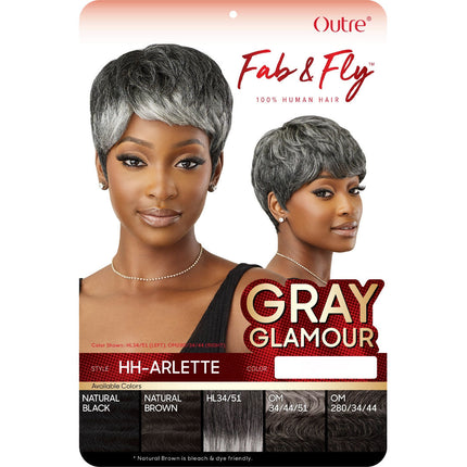 Outre Fab&fly Gray Glamour Human Hair Wig Hh-arlette